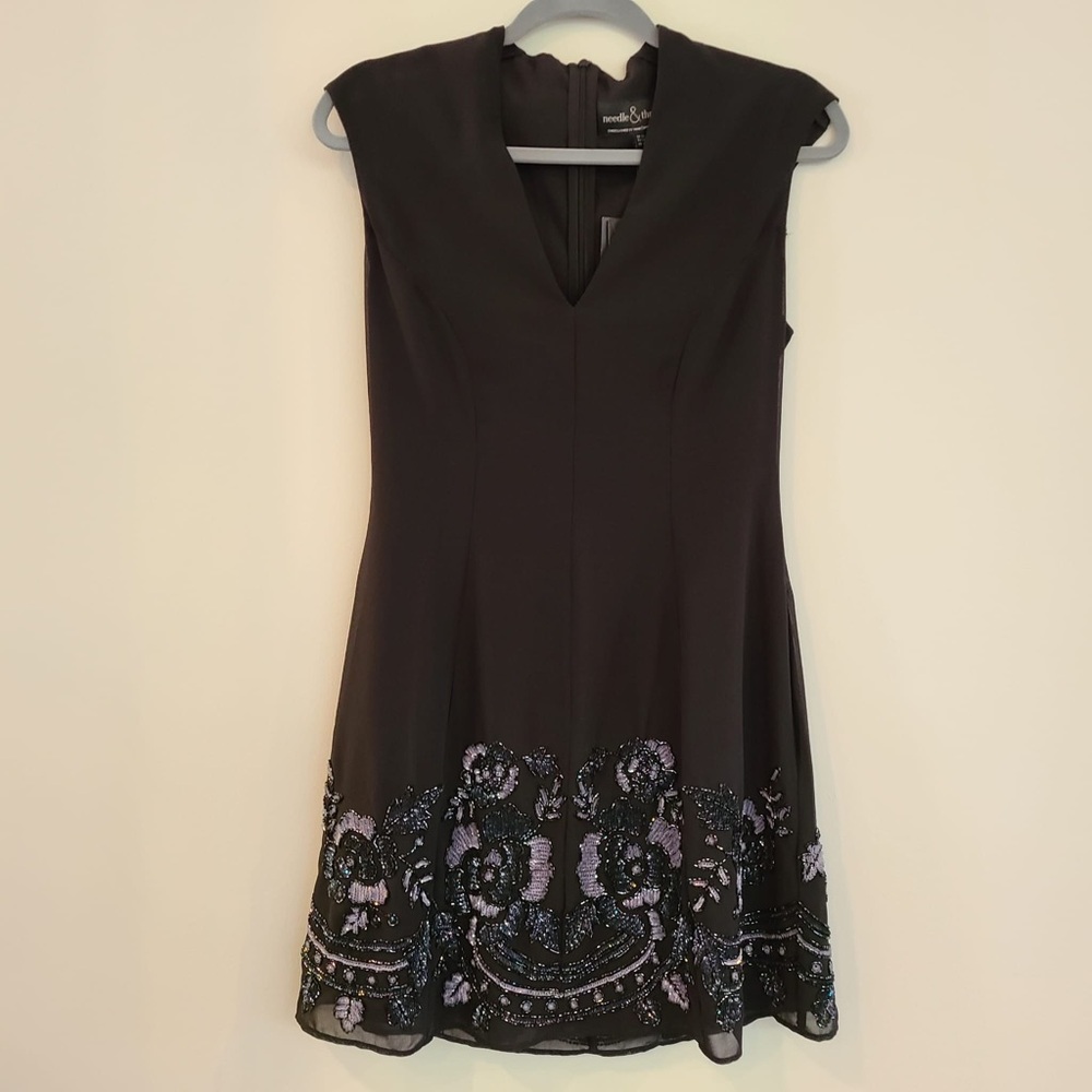Needle & Thread Black A-Line Mini Dress